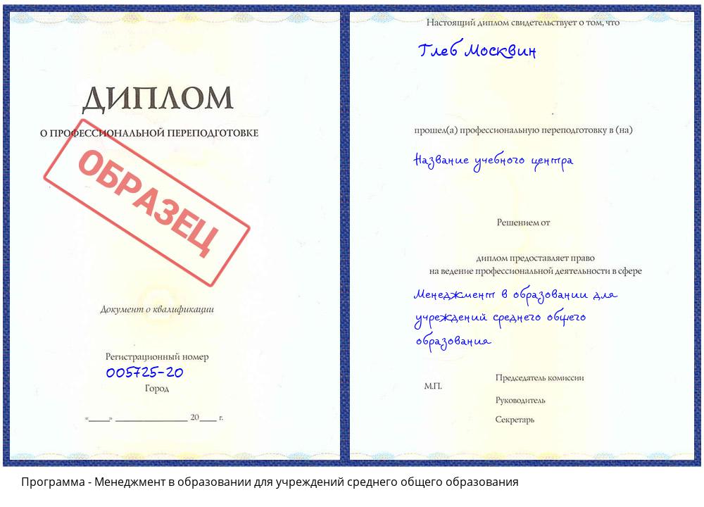Менеджмент в образовании для учреждений среднего общего образования Краснотурьинск