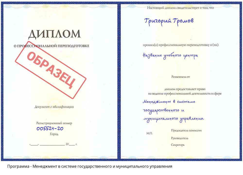 Менеджмент в системе государственного и муниципального управления Краснотурьинск