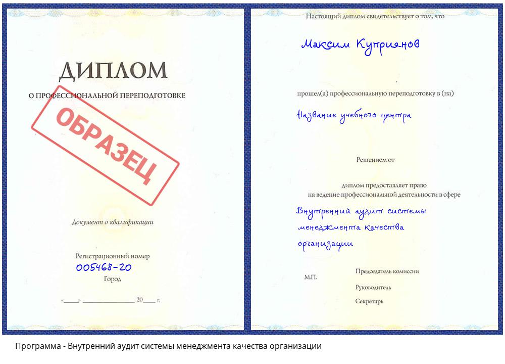 Внутренний аудит системы менеджмента качества организации Краснотурьинск