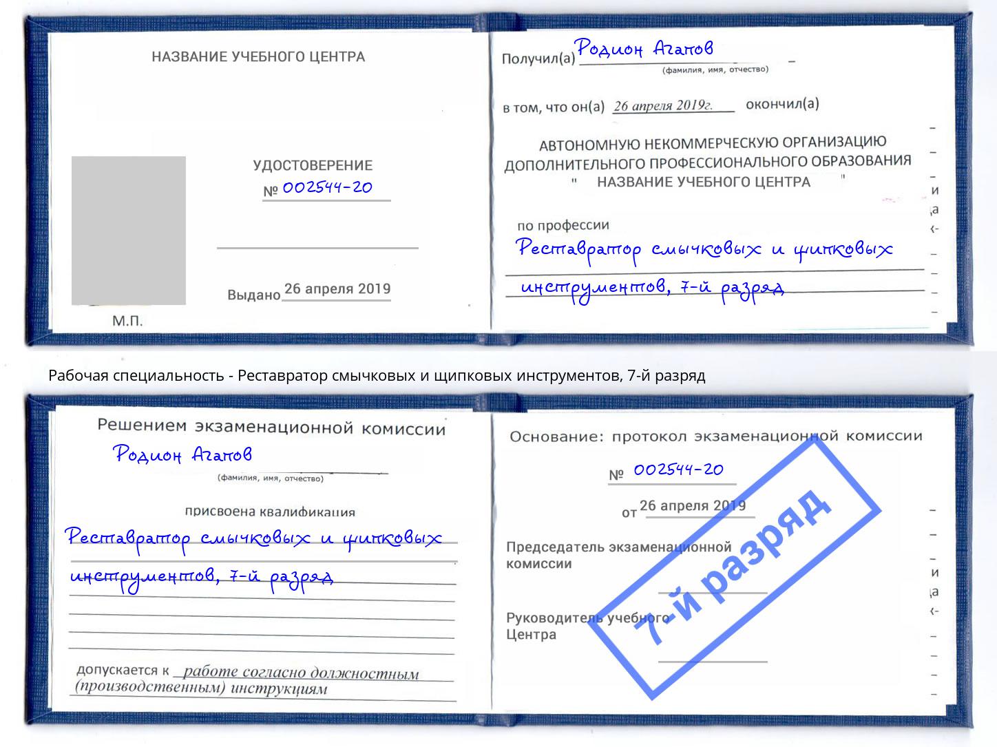 корочка 7-й разряд Реставратор смычковых и щипковых инструментов Краснотурьинск