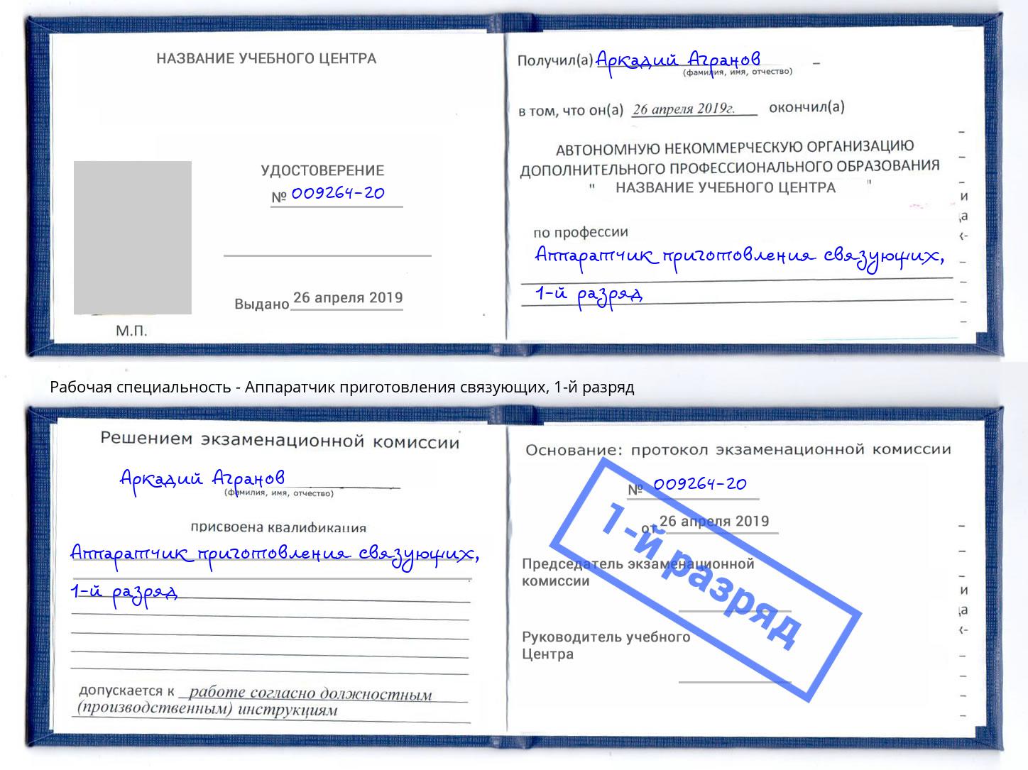 корочка 1-й разряд Аппаратчик приготовления связующих Краснотурьинск