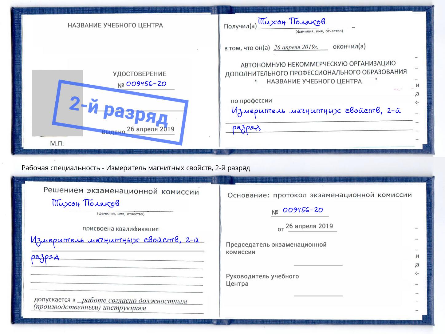 корочка 2-й разряд Измеритель магнитных свойств Краснотурьинск