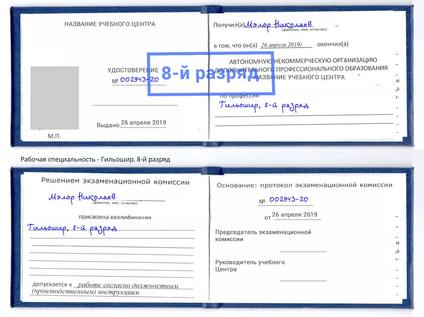 корочка 8-й разряд Гильошир Краснотурьинск