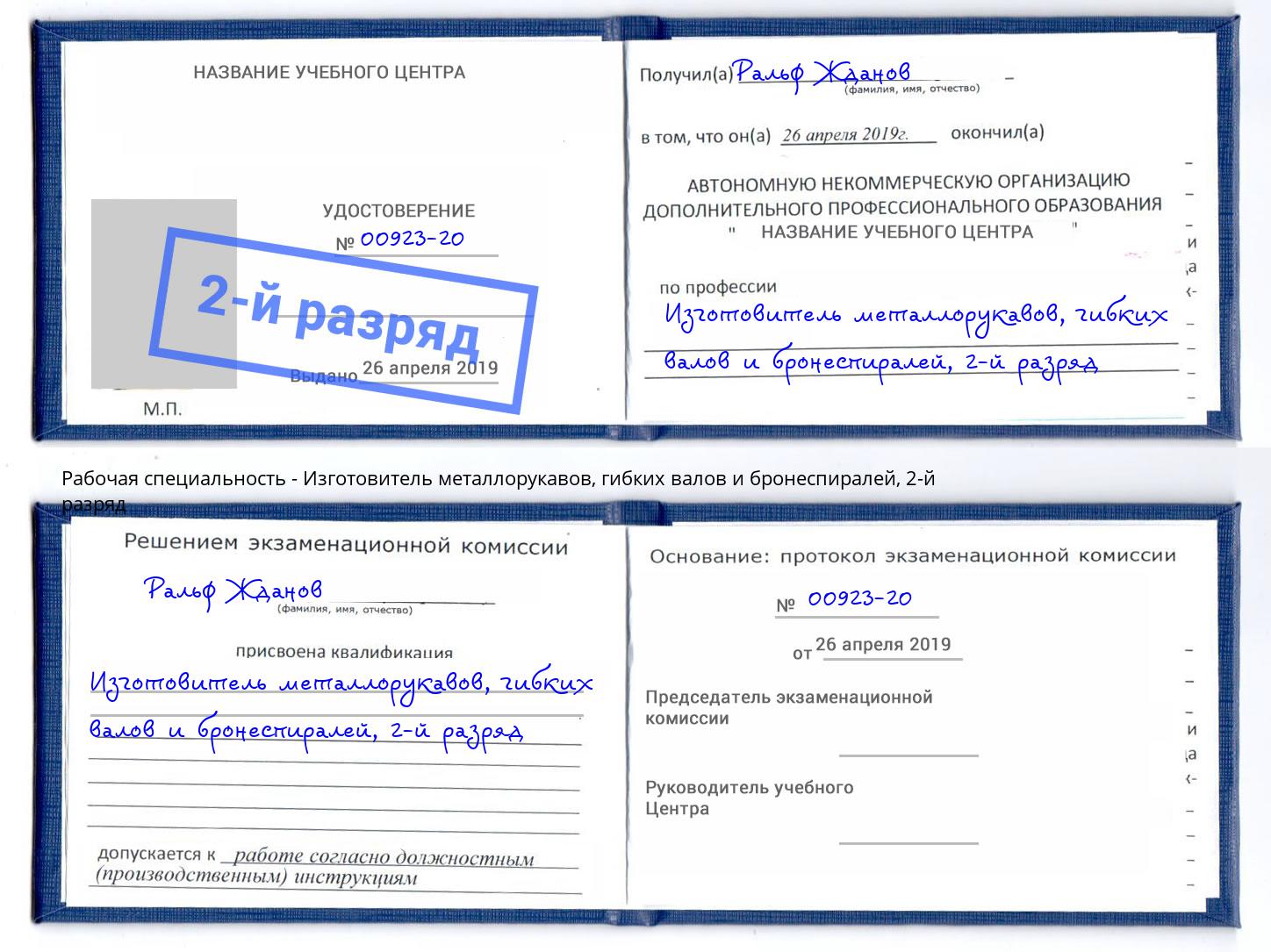 корочка 2-й разряд Изготовитель металлорукавов, гибких валов и бронеспиралей Краснотурьинск